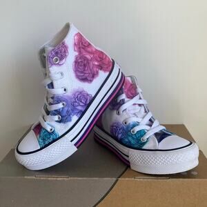 Converse High Top Platform Water Color Rose Kids Sneakers AO3353C- SZ 13 C